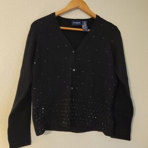 Black Cardigan with Silver Accents